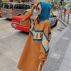Long Sleeve Dress Women Loose Fall Warm All-match Korean Style Midi Thickening Baggy Plus Size 4XL Basic Patchwork Orange