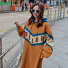 Long Sleeve Dress Women Loose Fall Warm All-match Korean Style Midi Thickening Baggy Plus Size 4XL Basic Patchwork Orange