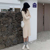 Long Sleeve Dress Women Friends Korean Style Skinny Maxi Knitted Solid Simple Casual Warm Elasticity O-neck Harajuku Vestido