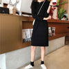 Long Sleeve Dress Women Friends Korean Style Skinny Maxi Knitted Solid Simple Casual Warm Elasticity O-neck Harajuku Vestido