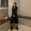 Long Sleeve Dresses Women Classy Vestidos 2022 Mujer Elegant Sashes Side Slit A-Line Charm Vintage Midi Black Empire BF Notched