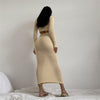Long Sleeve Knitted Maxi Dress for Women 2023 Spring Sexy Bodycon Cut Out Party Club Tight Long Dresses Elegant Black Clothing
