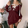 Long Sleeve Mini Dress Women 2022 Autumn Winter Solid Color Off-Shoulder Strappy Sweater Dresses Sexy Party платье женское