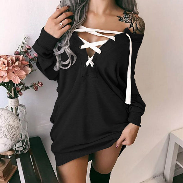 Long Sleeve Mini Dress Women 2022 Autumn Winter Solid Color Off-Shoulder Strappy Sweater Dresses Sexy Party платье женское
