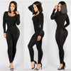 Long Sleeve O-Neck Long Pants Women Jumpsuits 2022 New Fashion Sexy Bodycon Jumpsuit Black White Wine Red Solid Colors Rompers