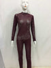Long Sleeve See Through Bodycon Jumpsuit Women Rhinestone Embellished Sexy Sheer Mesh Transparent Long Rompers Club Jumpsuits