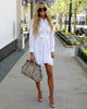 Long Sleeve Shirt Dress 2022 Spring Casual England Style White Patchwork DressesTurn Down Collar Buttons Mini Dresses