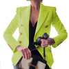 Long Sleeve Slim Suit For Women Golden Double- Breasted  Tops Solid Color Casual Jackets  Office Wear