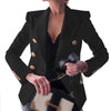 Long Sleeve Slim Suit For Women Golden Double- Breasted  Tops Solid Color Casual Jackets  Office Wear