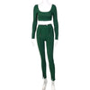 Long Sleeve Top Buckle Design Leggings Women Suit Backless Tops Tight Trousers Two-Piece Set Female 2023 Spring Lady Sexy Sets