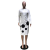 Long Sleeve White Shirt Dress Women Autumn Polka Dot Button Midi Shirt Dress Plus Size Office Elegant Casual Streetwear Dress