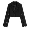 Long Sleeves Clothing Women Blazer Chic Lady Street Black Ladies Autumn Baggy Outerwear Short Tops Senior Office Coat