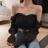 Long Slevee Blouses Streetwear Women Floral Print Pleated Blouses Female Shirts Square Collar Short Chiffon
