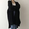 Long Winter Cardigan Women Vintage Side Split Knitwear Korean Mid-length Knit Sweater Casual Solid Long Sleeve Cardigan