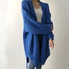 Long Winter Cardigan Women Vintage Side Split Knitwear Korean Mid-length Knit Sweater Casual Solid Long Sleeve Cardigan