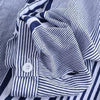 Long Women Plus Size Three Quarter Blouses Women Casual Striped Print V-neck Loose Fit Top Tee lady Blouse Zip-up Soft Shirt