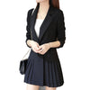 Long Women blazer and Jacket 2022 New Autumn Black Pleated Long Sleeve Coat Jaquetas feminino Femme Blazer
