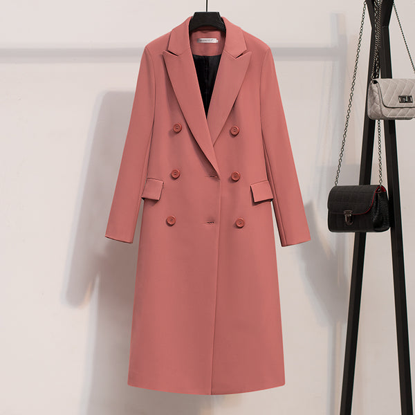 Long double breasted solid breif blazer women 2023 Spring Autumn Loose Jacket korean Suit