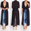 Long sleeve chiffon kimono 2023 spring women tops long cardigans transparent shirt beach cover up blouse femme DW193