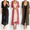 Long sleeve chiffon kimono 2023 spring women tops long cardigans transparent shirt beach cover up blouse femme DW193