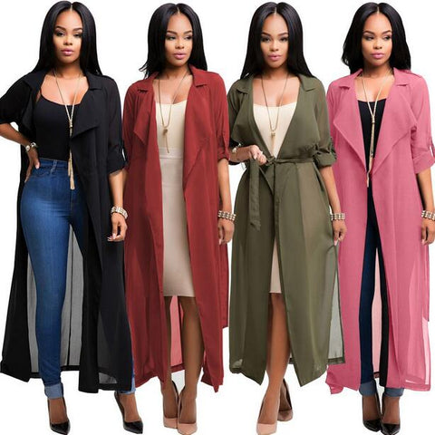 Long sleeve chiffon kimono 2023 spring women tops long cardigans transparent shirt beach cover up blouse femme DW193