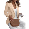 Long-sleeved Women Blazer Double-breasted Cotton Blend Tailored Collar Casual Women Blazer for Daily Wear