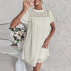 Loose Mini Dress Women Ruffles Short Sleeve Jacquard Dress Summer Solid Sexy Short Woman Dresses Casual Holiday Beach Dresses