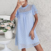 Loose Mini Dress Women Ruffles Short Sleeve Jacquard Dress Summer Solid Sexy Short Woman Dresses Casual Holiday Beach Dresses
