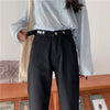 Loose Straight Jeans Women Autumn 2022 High Waist Student Trousers Woman's Thin Wide Leg Denim Pants Female Black Gray