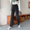 Loose Straight Jeans Women Autumn 2022 High Waist Student Trousers Woman's Thin Wide Leg Denim Pants Female Black Gray