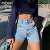 Loose Straight Leg Denim Shorts Women 2022 Summer Classic Wide Leg Pants Light Blue Wash Hard Jean Short Streetwear Pant