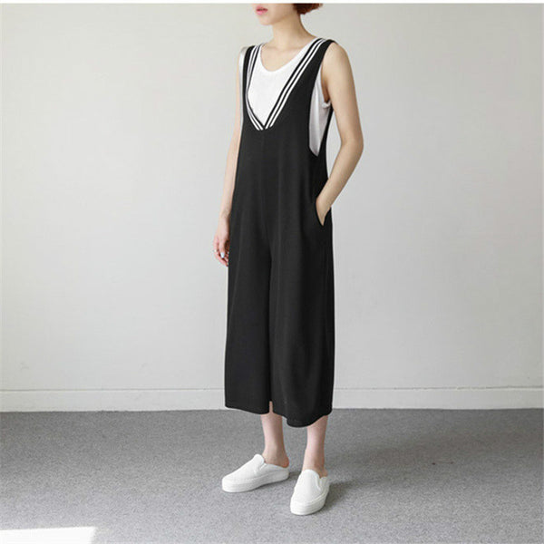Loose Wide Leg Elegant Jumpsuit V Neck Backless Strapless Back Sexy Rompers Womens Jumpsuit