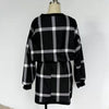 Loose Women Knitted Skirt Plaid Round Neck Autumn Winter Warm Office Lady Skirt Suit