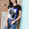 Loose Women's T-shirt Summer Printing T Shirt Female Clothes Short Sleeve Tees Casual O-Neck Satin Top