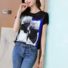 Loose Women's T-shirt Summer Printing T Shirt Female Clothes Short Sleeve Tees Casual O-Neck Satin Top