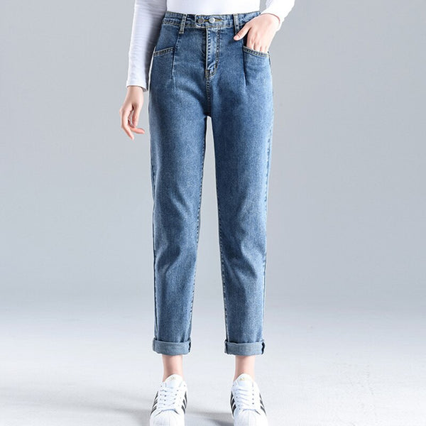 Loose jeans denim women high waist skinny design  cotton plus size S-5XL daily casual jeans