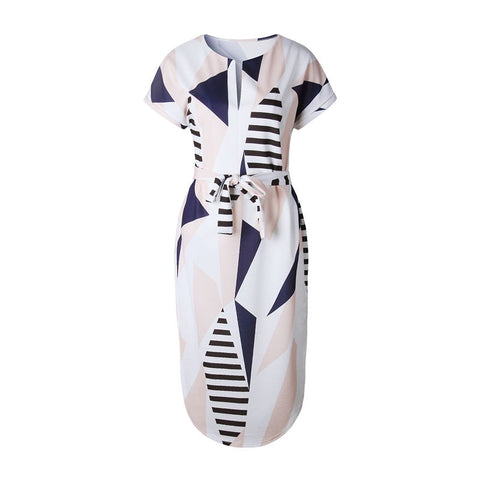 Summer Dress Women 2022 Sundress Vestidos White Casual Print Short Sleeve Plus Size Bandage Women's Dresses Robe Femme