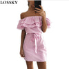Women Dresses Striped Summer Dress Ruffle Collar 2022 Bandage Sundress Casual Sexy Bodycon Summer Dress Vestido De Festa