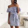 Women Dresses Striped Summer Dress Ruffle Collar 2022 Bandage Sundress Casual Sexy Bodycon Summer Dress Vestido De Festa