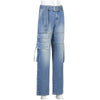Low Rise Staright Cargo Jeans Wrap Belt Retro Denim Pants Ruched Drawstring Women Denim Trousers Street Indie Aesthetic Jean