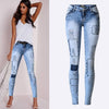 Low Waist Blue Skinny Jeans Women Washed Bleached Scratched Jeans Femme Plus Size Push Up Vintage Slim Cotton Trousers