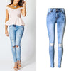 Low Waist Blue Skinny Jeans Women Washed Bleached Scratched Jeans Femme Plus Size Push Up Vintage Slim Cotton Trousers