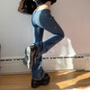 Low Waisted Y2K Denim Jeans Retro Grunge Chic Cute Straight Trousers Aesthetic 2000s Vintage Sweatpants Cuteandpsycho