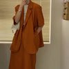 Luck A Blazers Sets Women Summer Thin Loose Pockets Outwear+High Waist Skirts 2 Pieces Sets Office Lady Korean Suits