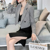 Luck A Spring British Style Women Plaid Short Blazer Jacket Vintage Loose Double Breasted Outwears Casual Office Lady Blazers