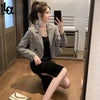 Luck A Spring British Style Women Plaid Short Blazer Jacket Vintage Loose Double Breasted Outwears Casual Office Lady Blazers