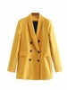 Luck A  Women Chic Purple Blazer Double Breasted Long Sleeve Office Wear Coat Solid Female Casual Outerwear Tops
