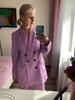 Luck A  Women Chic Purple Blazer Double Breasted Long Sleeve Office Wear Coat Solid Female Casual Outerwear Tops