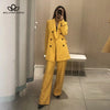 Luck A  Women Chic Purple Blazer Double Breasted Long Sleeve Office Wear Coat Solid Female Casual Outerwear Tops