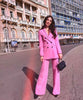 Luck A  Women Chic Purple Blazer Double Breasted Long Sleeve Office Wear Coat Solid Female Casual Outerwear Tops